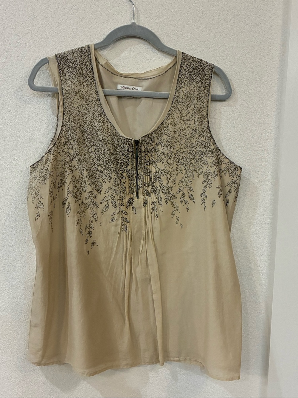 Coldwater Creek Silk & Cotton Sleeveless Blouse — Golden Beige 1X (EUC)